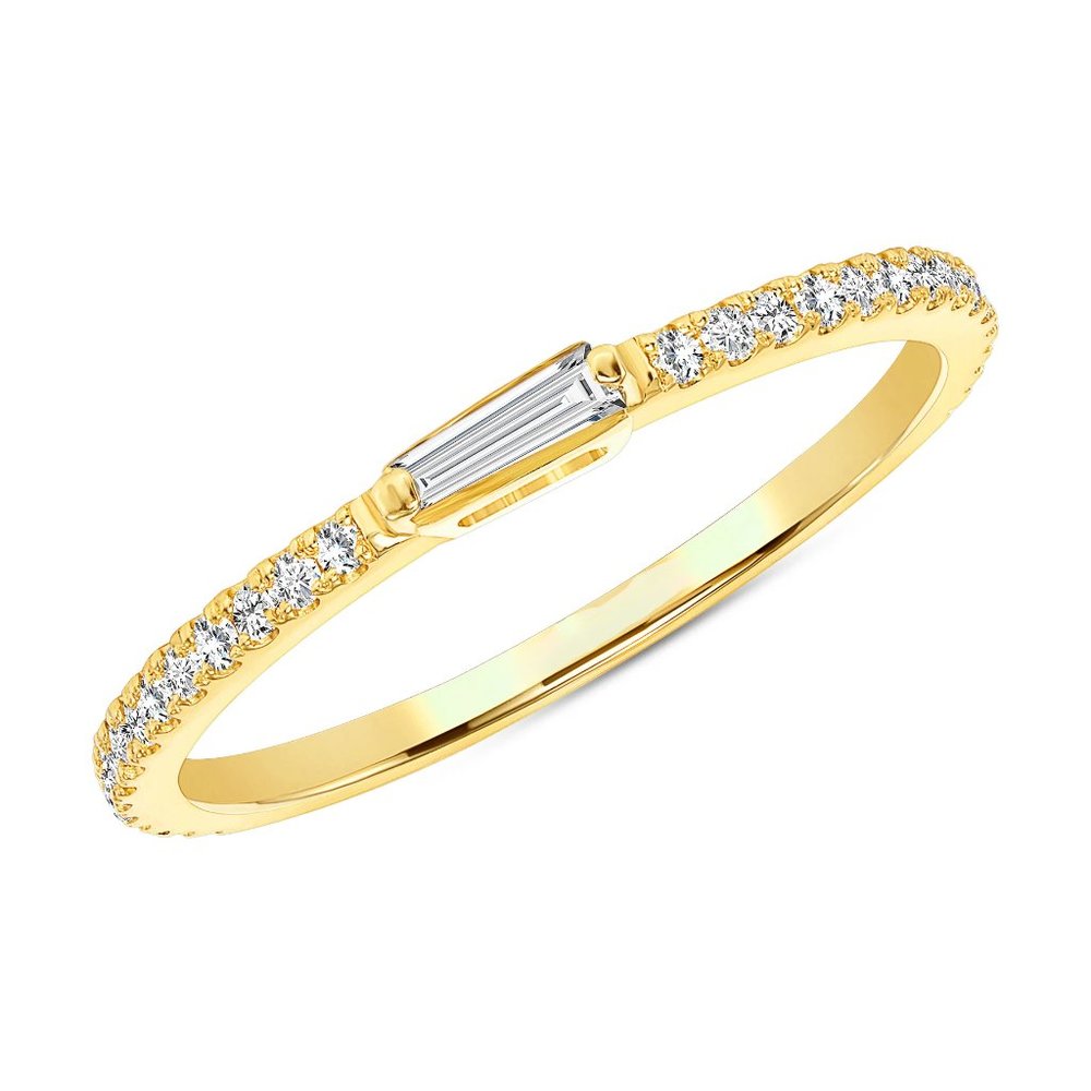 Baguette Diamond 14K (or 18k upon request) Yellow Gold Accent Ring